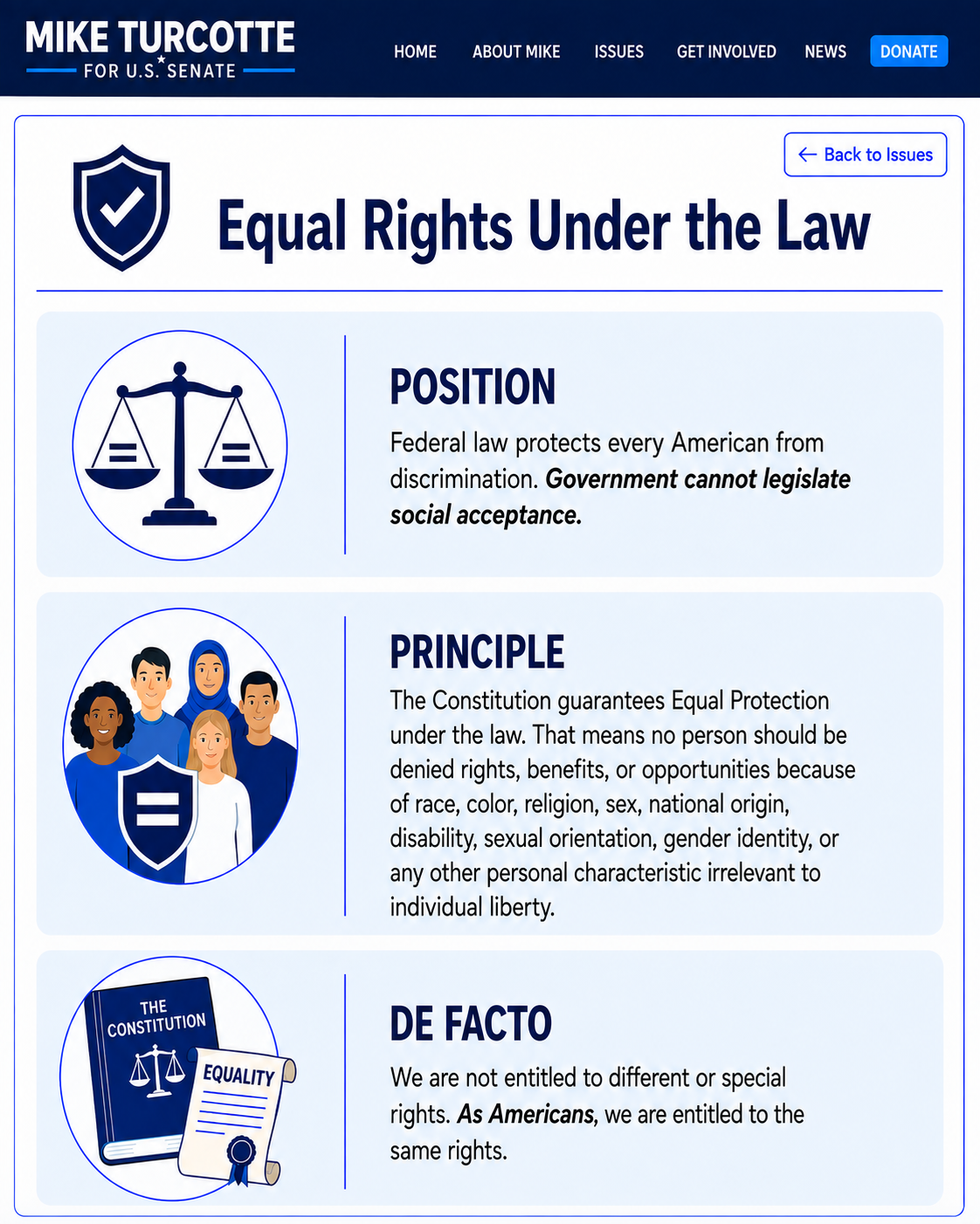 Equal Rights Under the Law campaign page